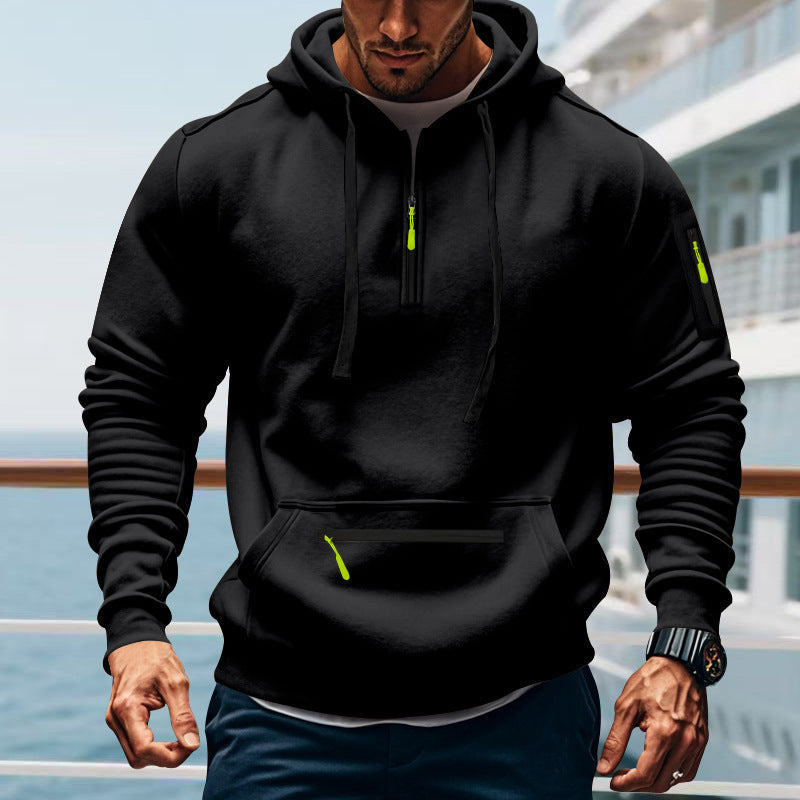 Herren sportlicher Kapuzenpullover mit praktischem Zwei-Wege-Reißverschluss und seitlichen Taschen Krohn-e