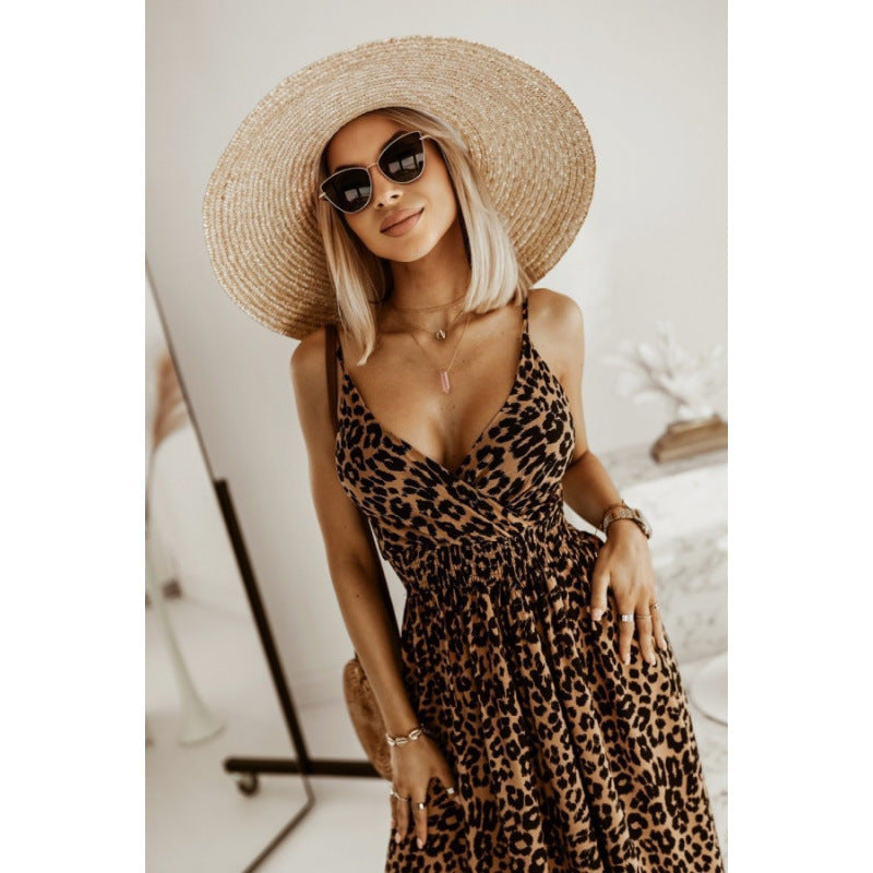 Damen Sleek Leopardenmuster Maxi Kleid Krohn-e