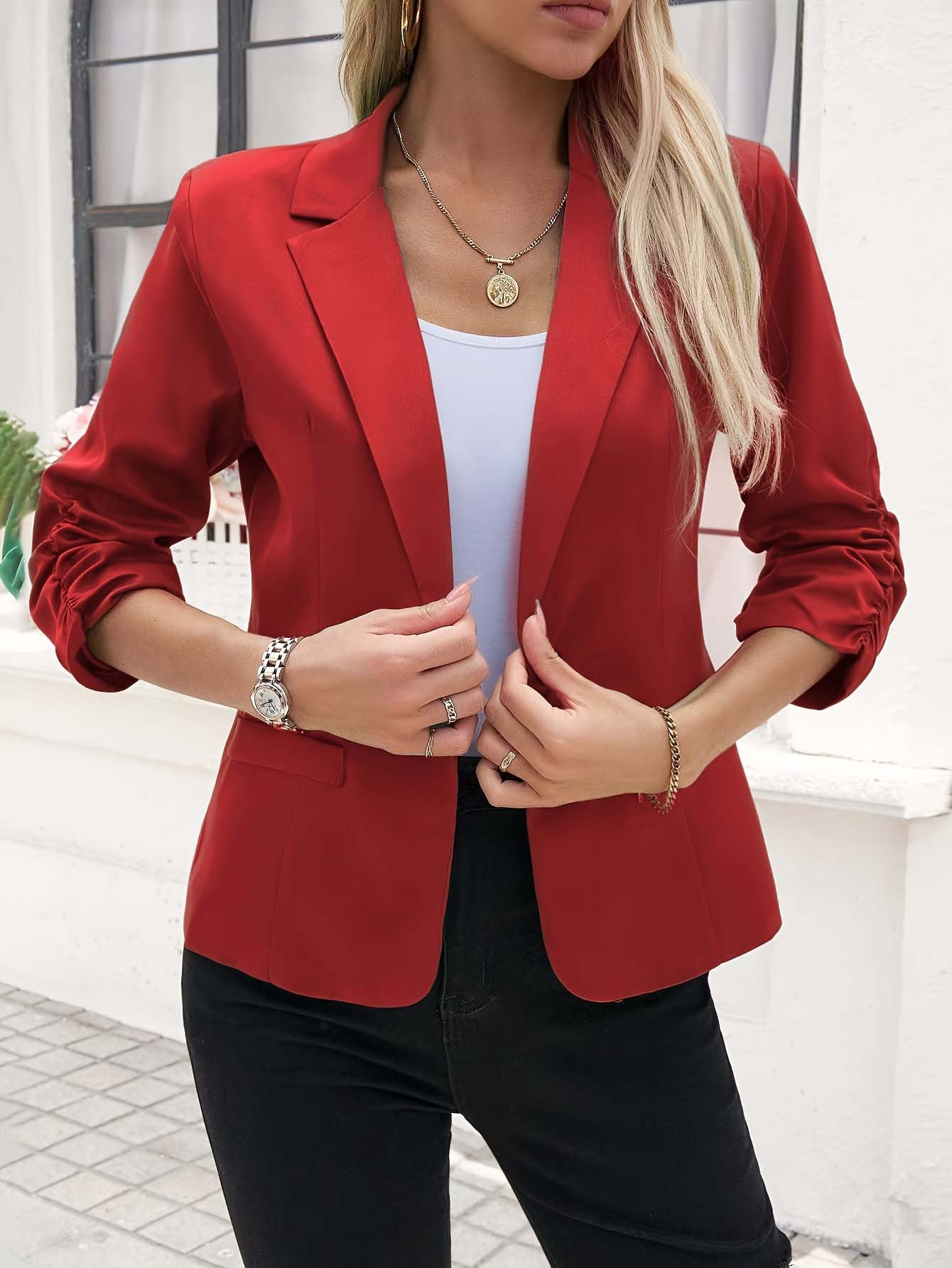 Damen modische Blazerjacke mit innovativem Schnitt und elastischen Ärmeln Krohn-e