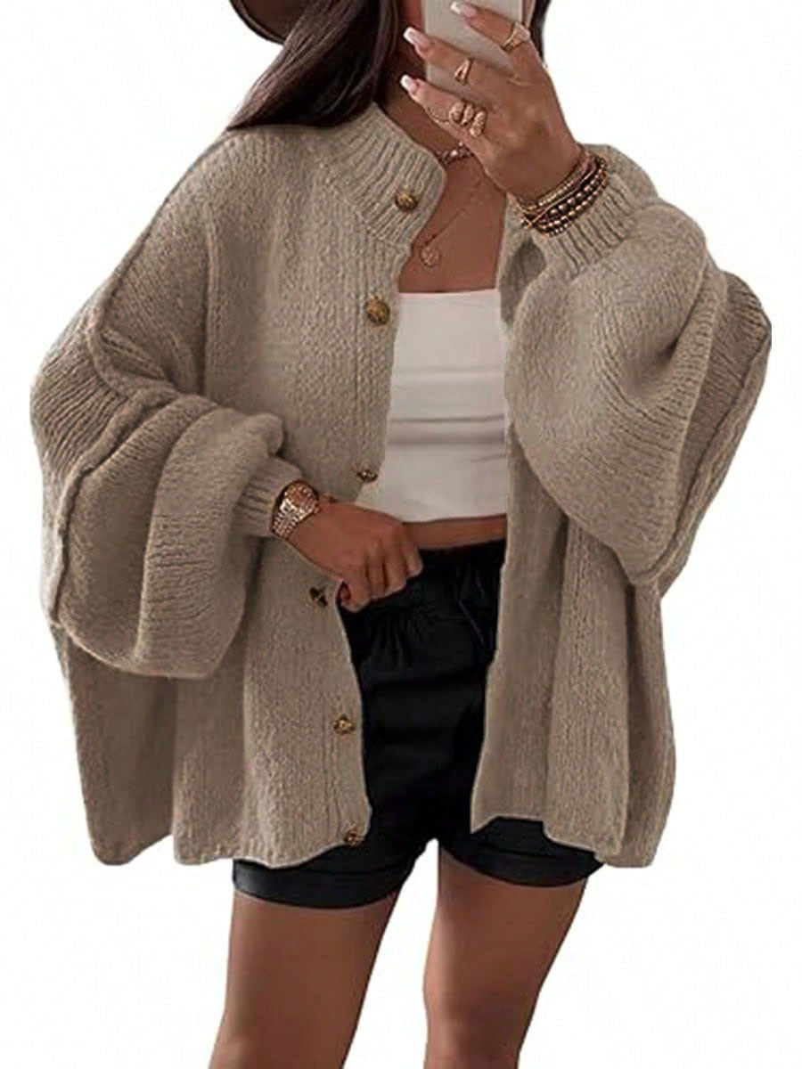Damen Flauschige Strickjacke mit überschnittenen Schultern Krohn-e