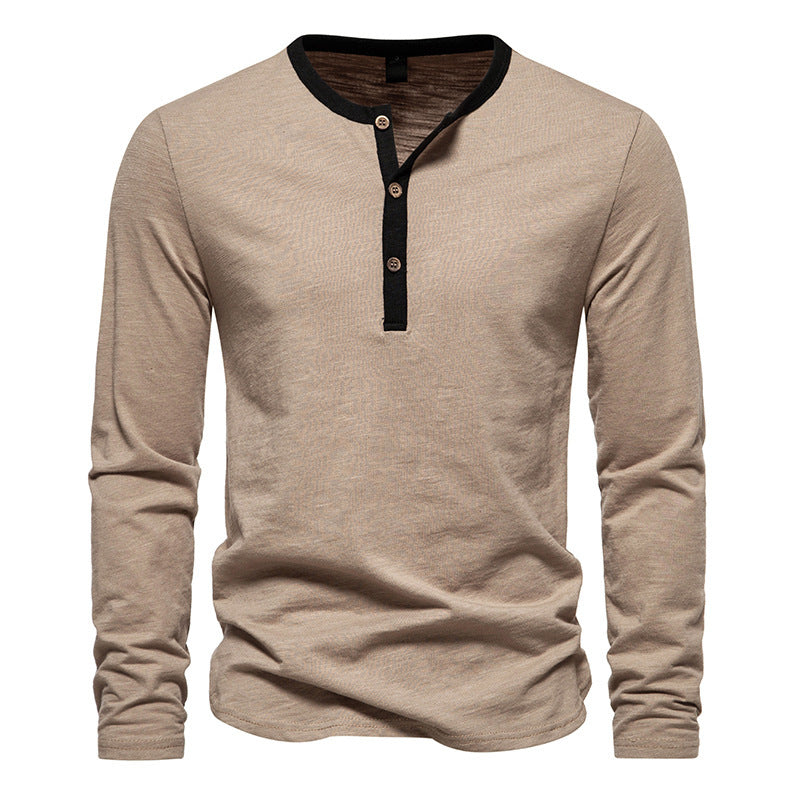 Herren langärmliges Henley-Shirt mit kontrastierendem Kragen Krohn-e
