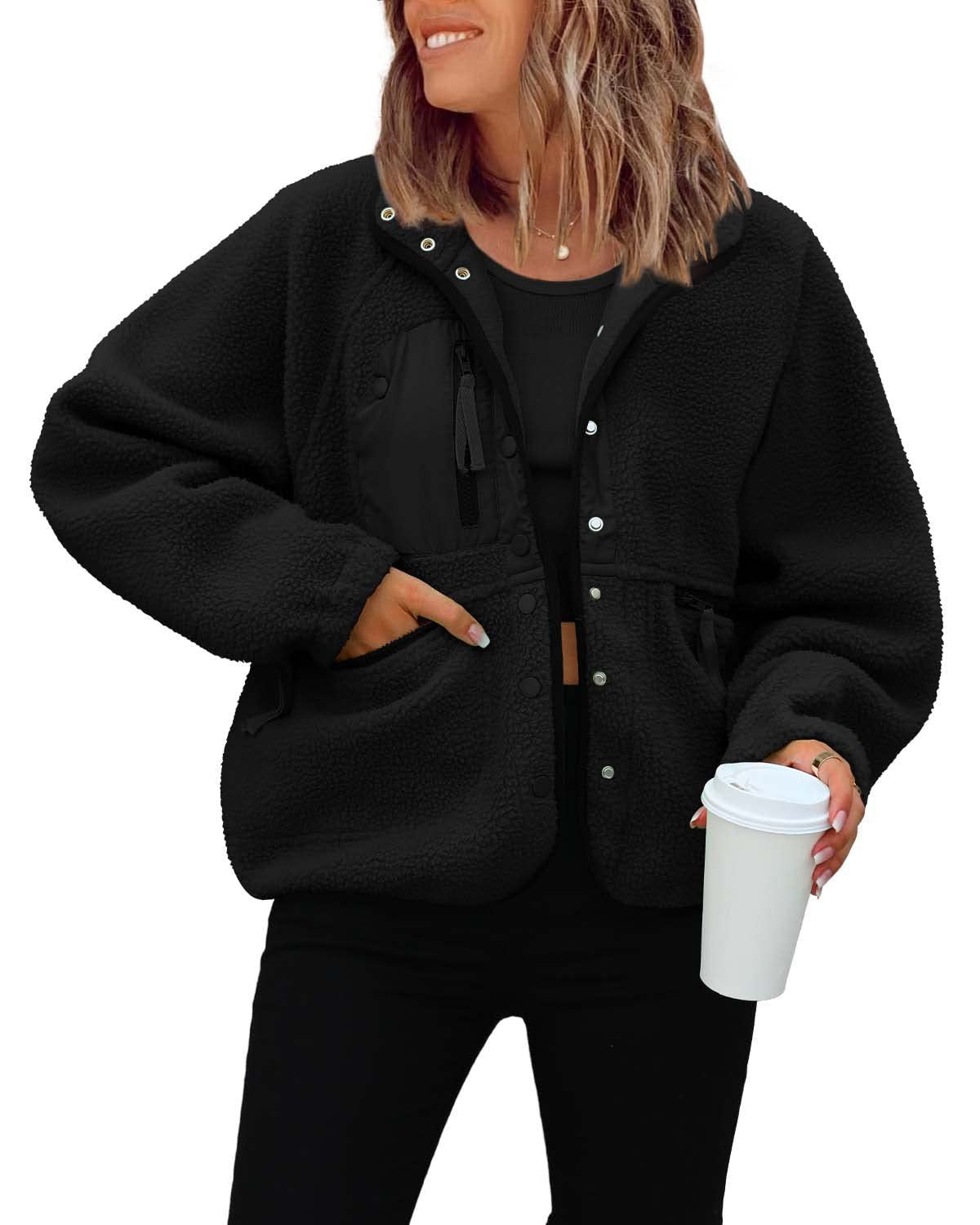 Damen kuschelige Fleecejacke mit praktischen Taschen Krohn-e