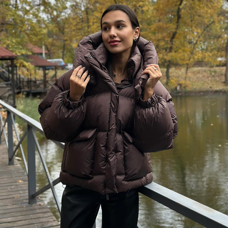 Krohn-e | Damen Gesteppte Winterjacke mit Oversized Kapuze – Warm, Wasserabweisend & Modern