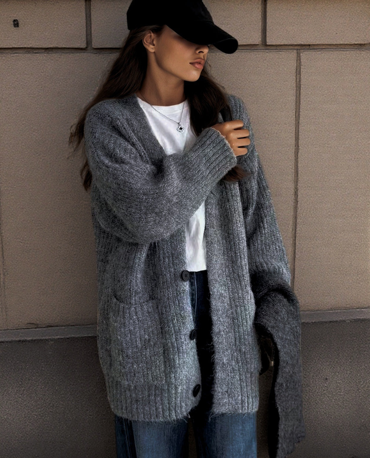 Damen Grobstrick-Cardigan mit einzigartigen Strukturmustern und praktischen Taschen Krohn-e