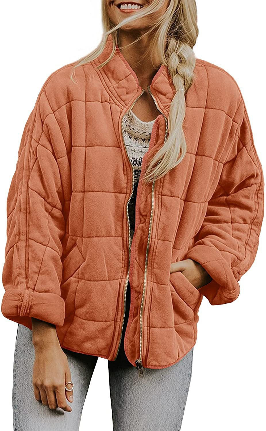 Damen gesteppte Kapuzenjacke mit Reißverschluss und Taschen Krohn-e