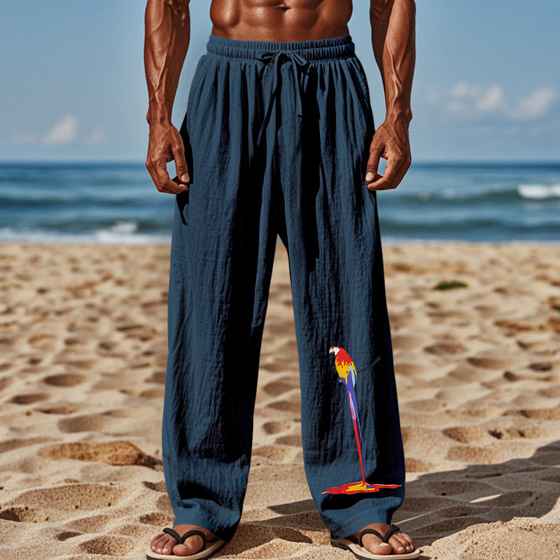 Herren Strandhose aus leichtem, atmungsaktivem Gewebe mit buntem Print Krohn-e