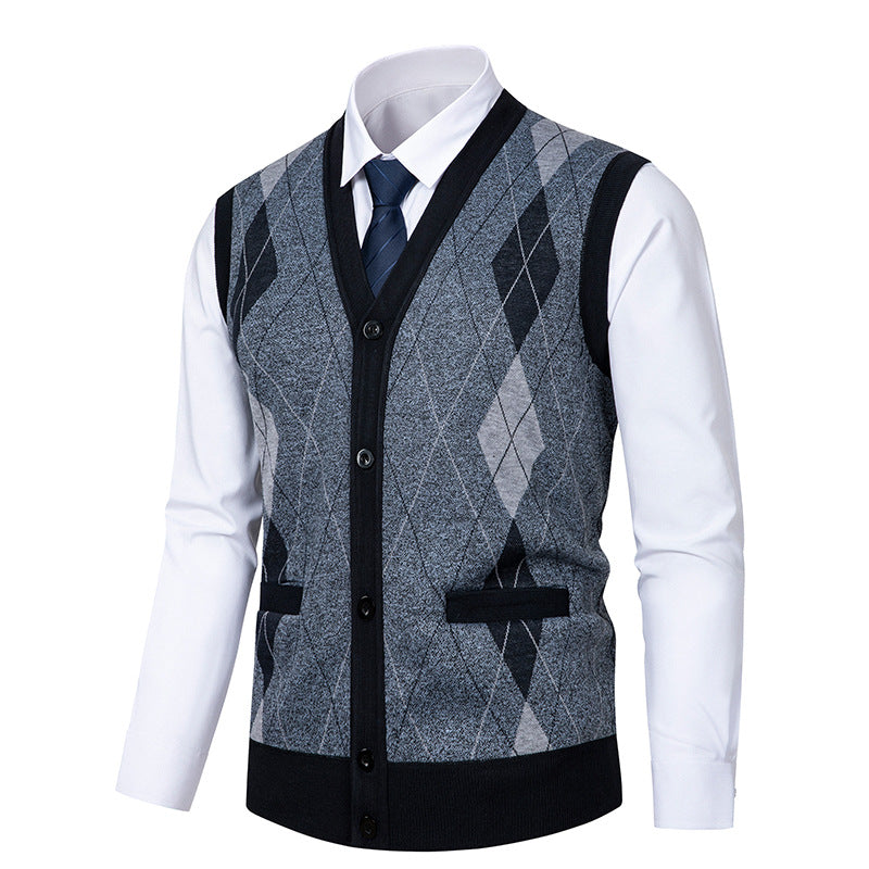 Herren edle Strickjacke mit modernem Rautenmuster Krohn-e