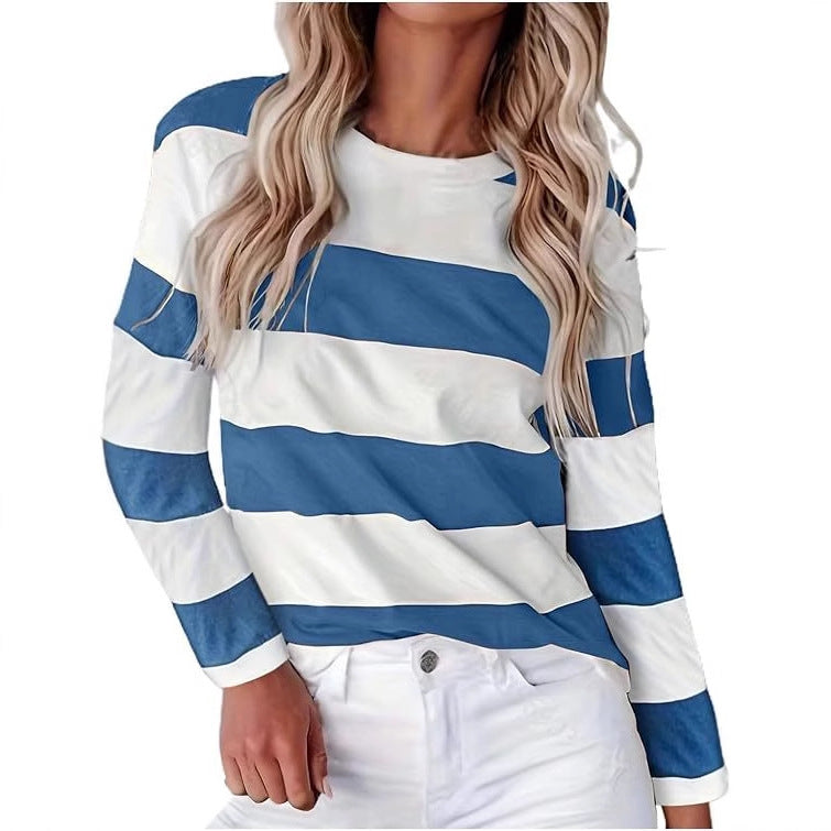 Damen lässiges gestreiftes Langarmshirt Krohn-e