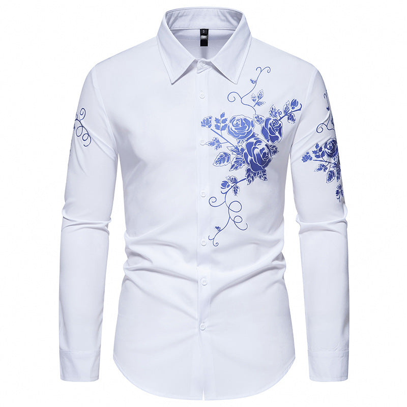 Herren Langarmhemd mit floralen Stickereien Krohn-e