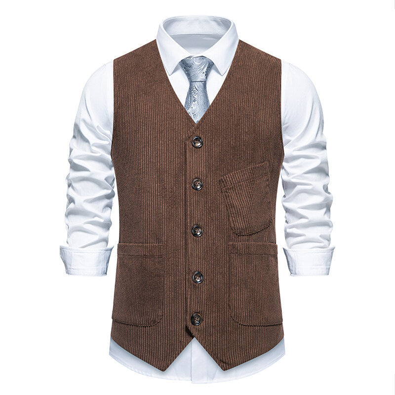 Herren elegante Cordweste mit praktischen Taschen und fein strukturiertem Design Krohn-e