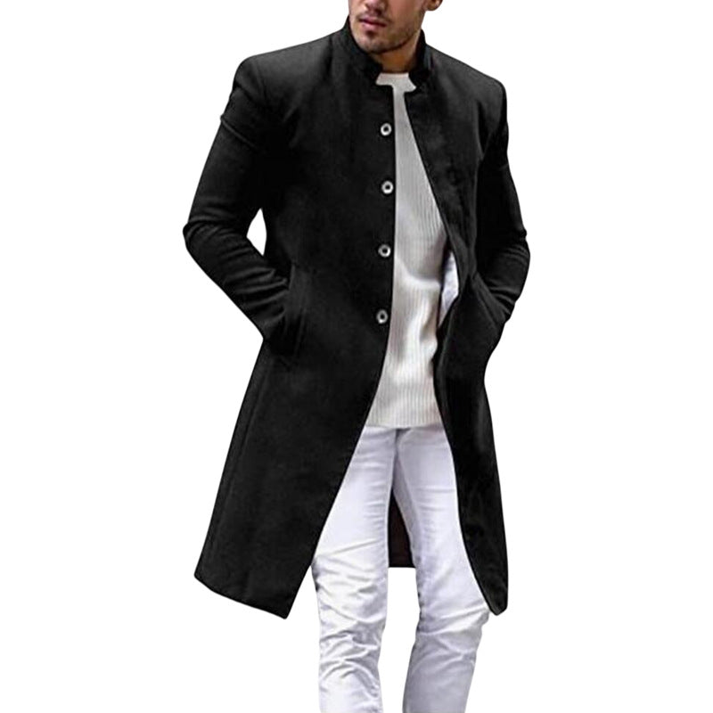 Herren eleganter Langmantel mit schmalem Schnitt und hohen Kragen Krohn-e