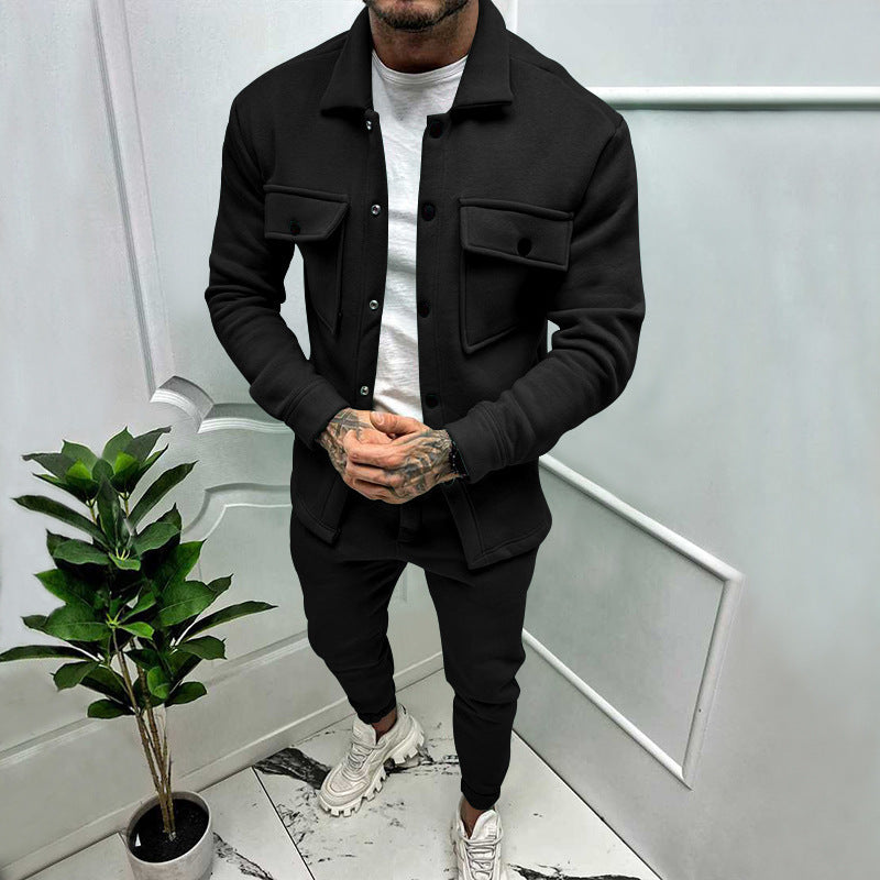 Herren stylisches Freizeitanzug Set mit Knopfleiste und praktischen Taschen Krohn-e