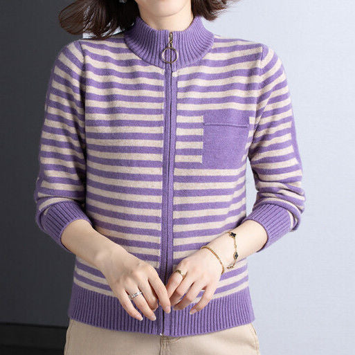 Damen Strickjacke mit Stehkragen und Reißverschluss Krohn-e