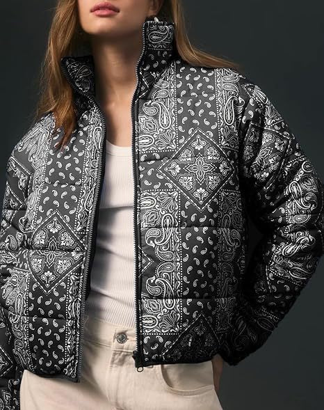 Damen modische Steppjacke mit Paisleymuster Krohn-e