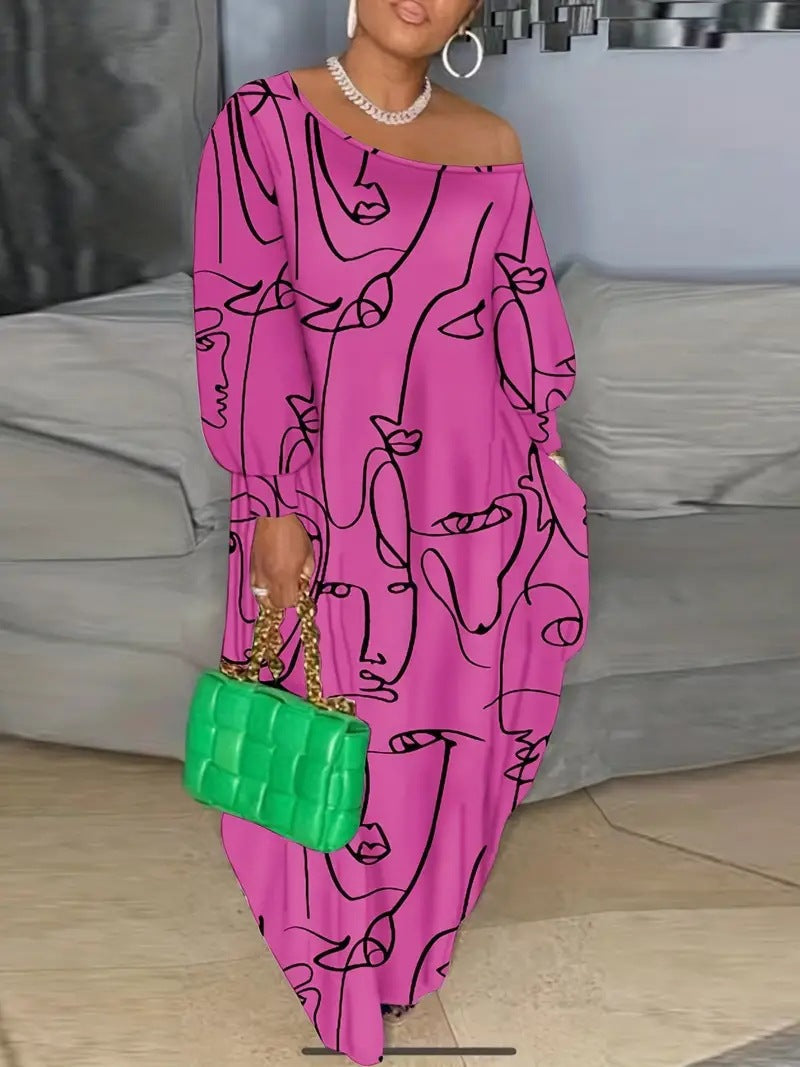 Fudus diagonales Halskleid mit schönem abstraktem Muster