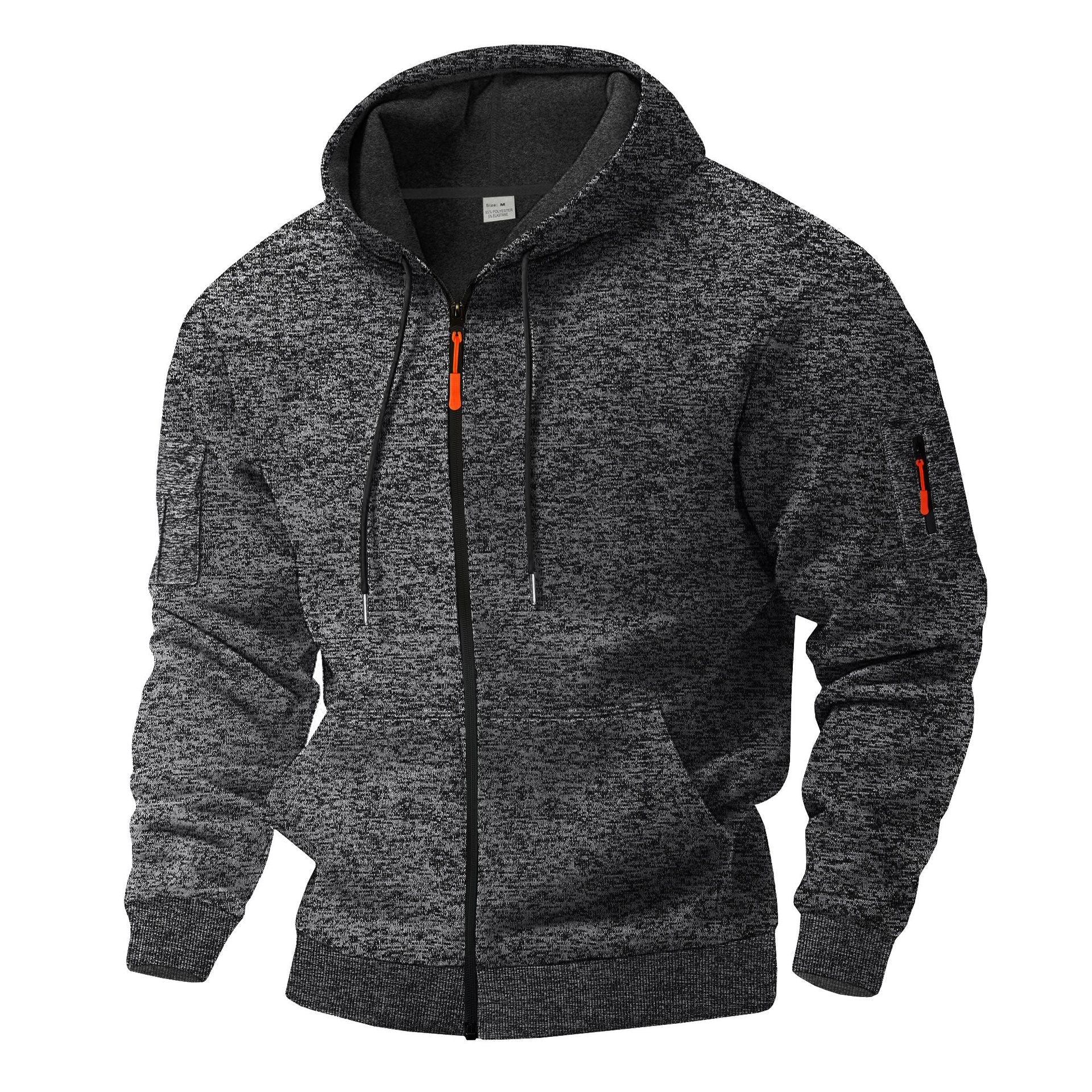 Herren sportlicher Kapuzenpullover mit atmungsaktiver Struktur und farblich abgesetzten Reißverschluss-Details Krohn-e