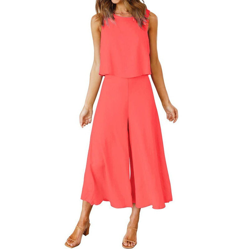 Damen Jumpsuit mit fließendem Schnitt und weitem Bein Krohn-e