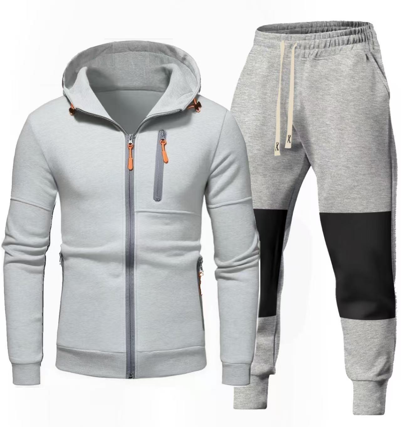 Herren Sportliches Hoodie- und Jogginghose-Set mit Funktionalen Reißverschlusstaschen Krohn-e