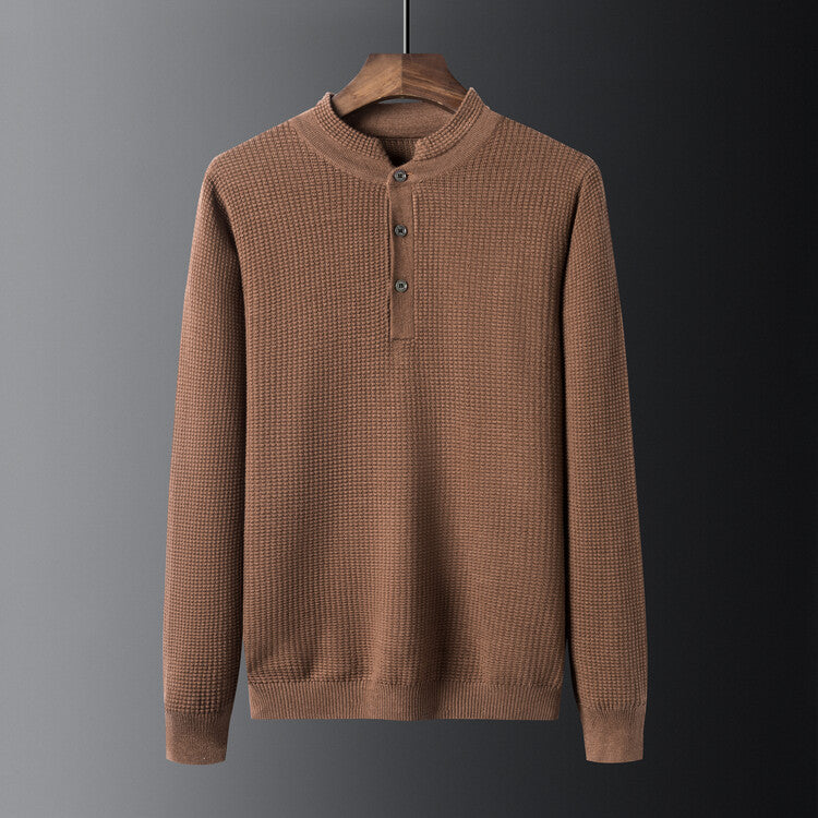 Herren Strukturierter Langarm-Pullover mit Knopfleiste Krohn-e