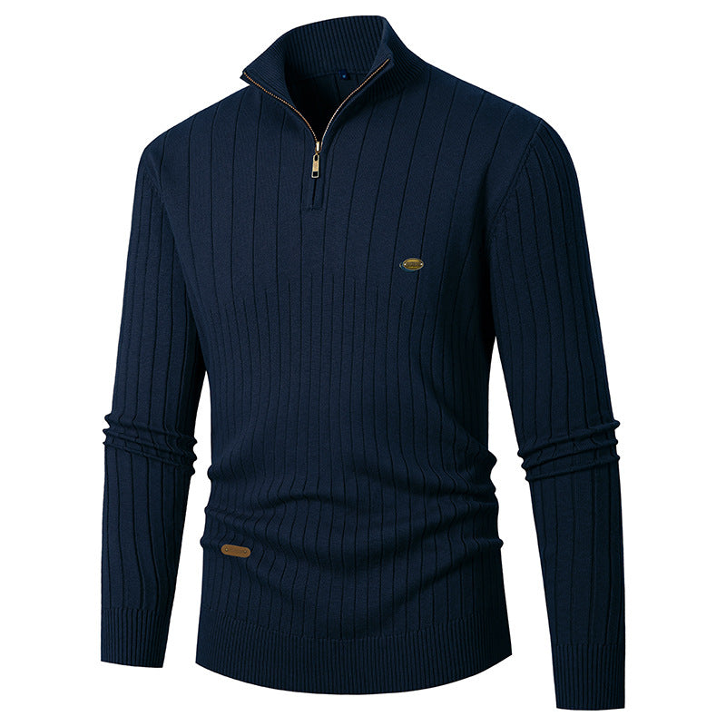 Herren Pullover mit modernem Reißverschluss und Rippenstruktur Krohn-e