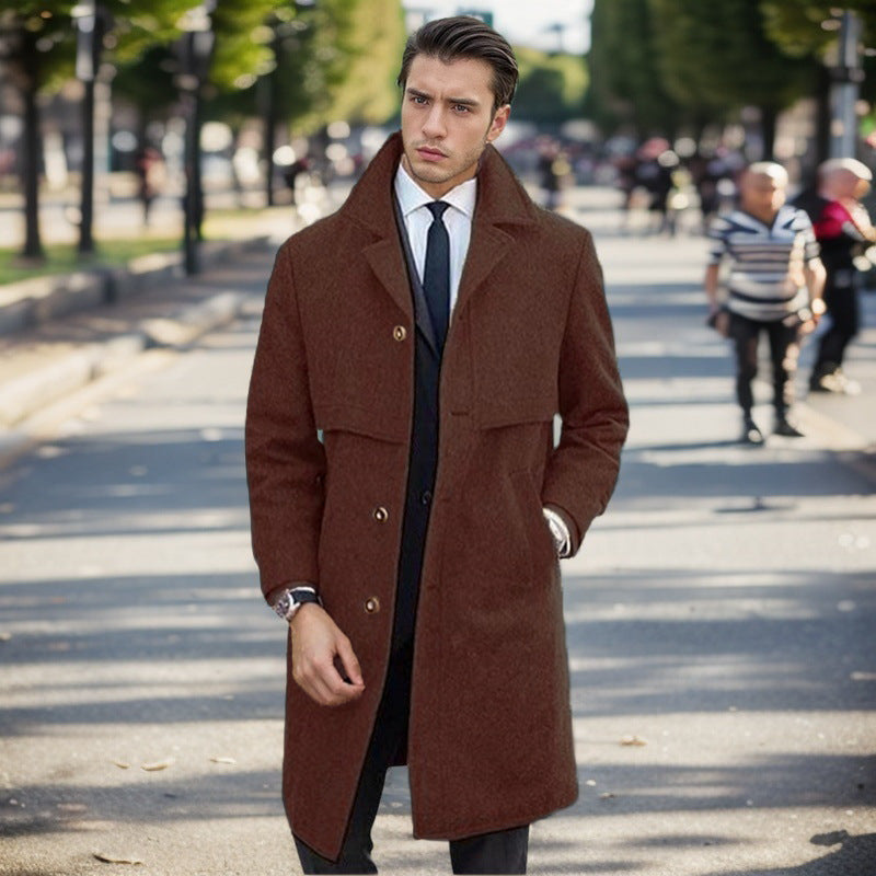 Herren eleganter Wollmantel mit doppelter Knopfleiste und modernem Design Krohn-e