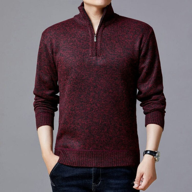 Herren Strickpullover mit modernem Stehkragen und strukturierter Oberfläche Krohn-e