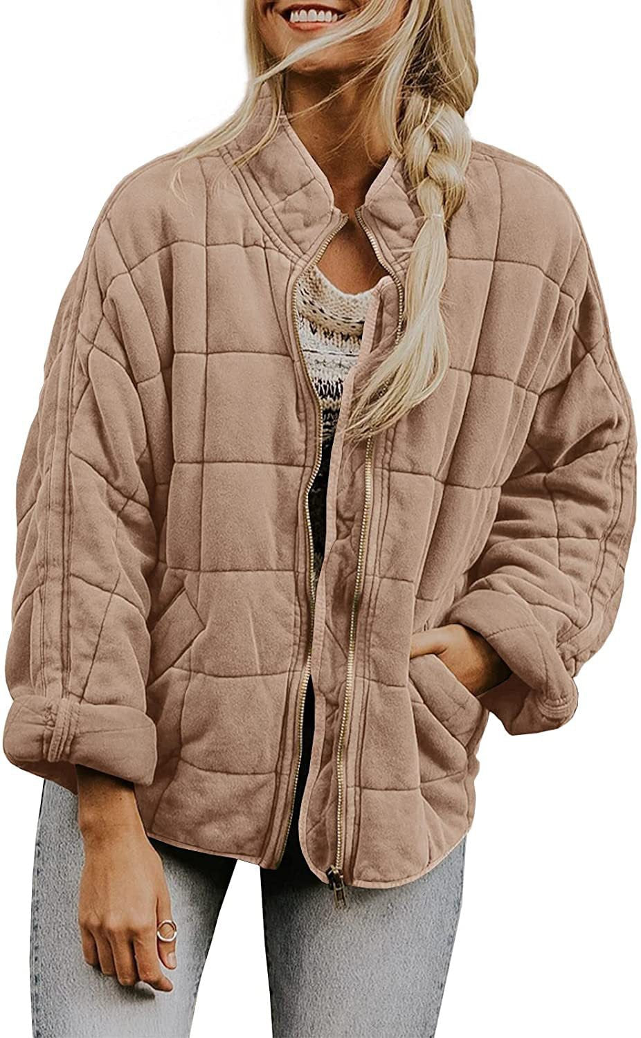 Damen gesteppte Kapuzenjacke mit Reißverschluss und Taschen Krohn-e