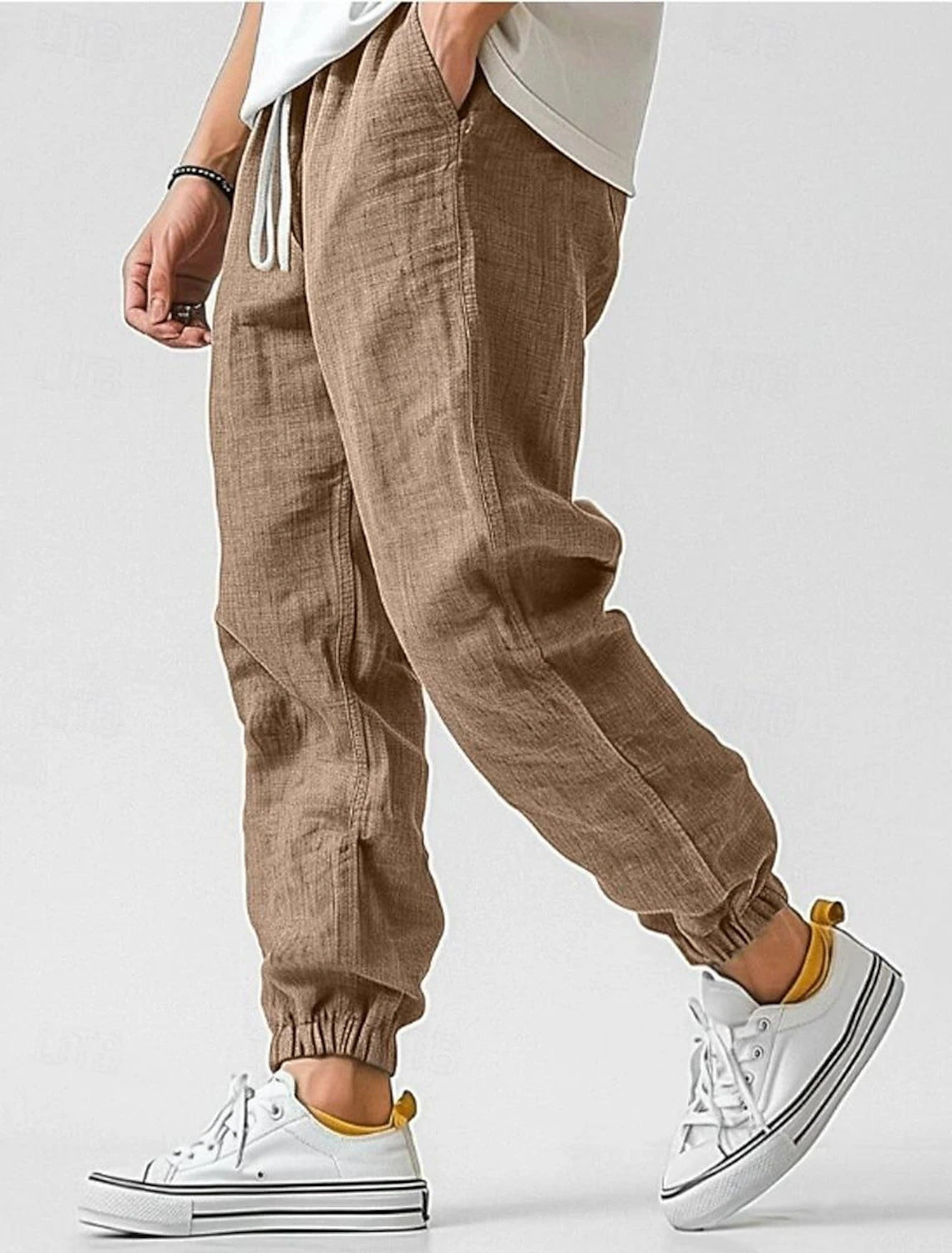 Herren Bequeme Leinenhose mit elastischem Bund und seitlichen Taschen Krohn-e