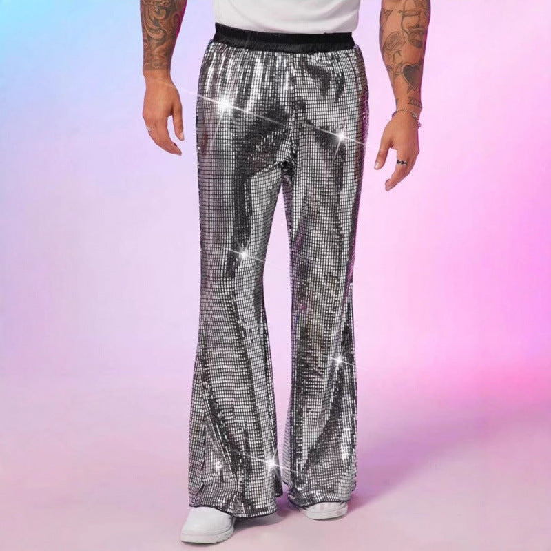 Herren Glitzernde Discohose mit weitem Bein und elastischem Bund Krohn-e