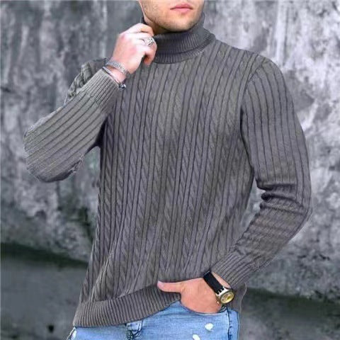 Herren Strickpullover mit modernem Rippmuster und hohem Kragen Krohn-e