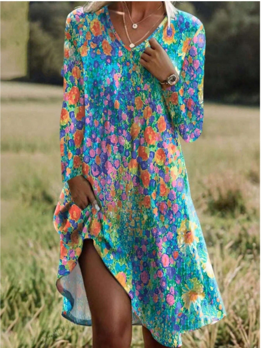 Damen Freizeitkleid mit modischem V-Ausschnitt und Seitenschlitz Krohn-e