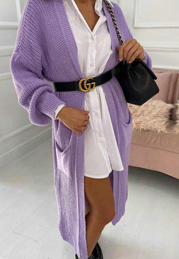 Damen Langer Strickmantel mit großzügigen Taschen Krohn-e