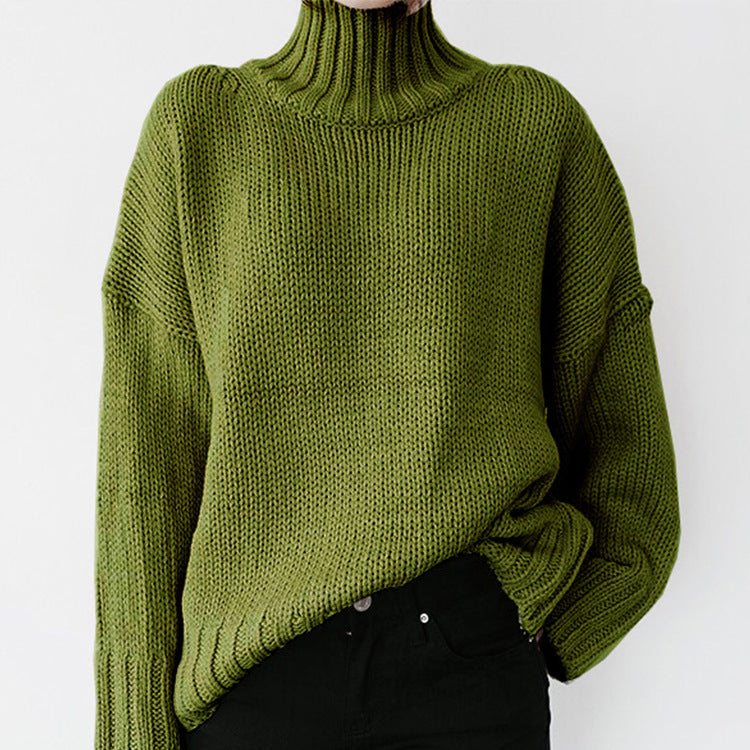 Damen Grober Strickpullover mit hohem Kragen und lässigem Schnitt Krohn-e
