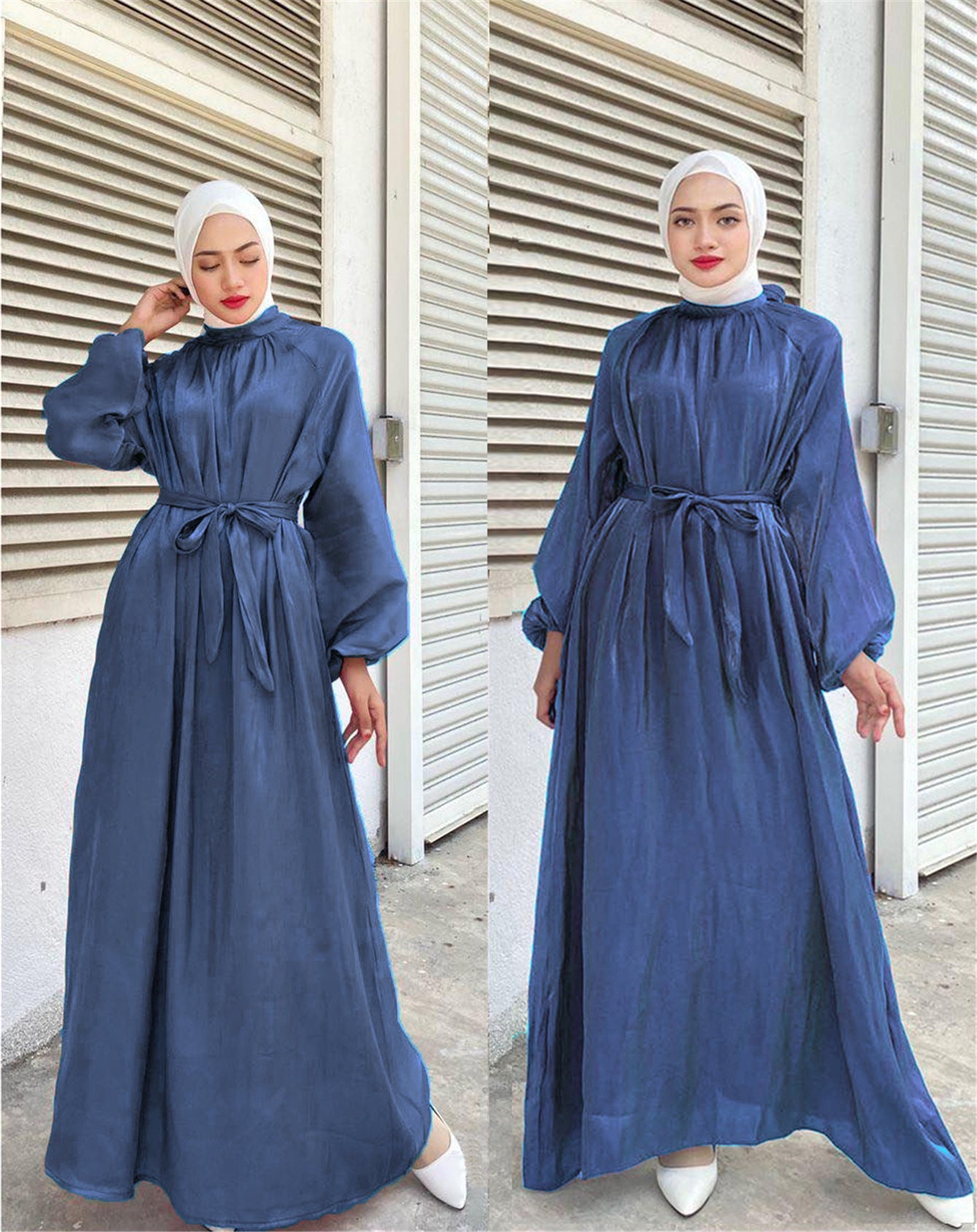 Damen Elegantes Langarmkleid mit Taillengürtel Krohn-e