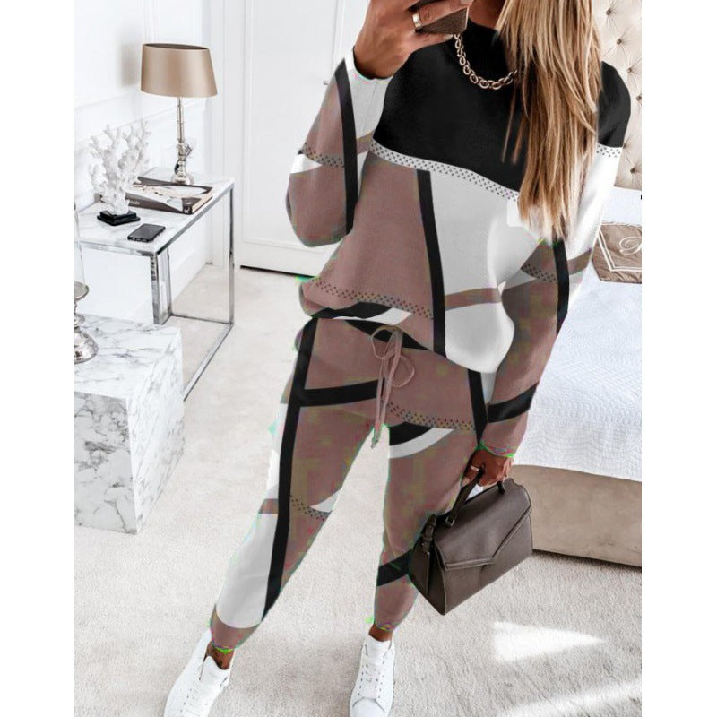 Damen trendy Sweatanzug mit grafischem Muster Krohn-e