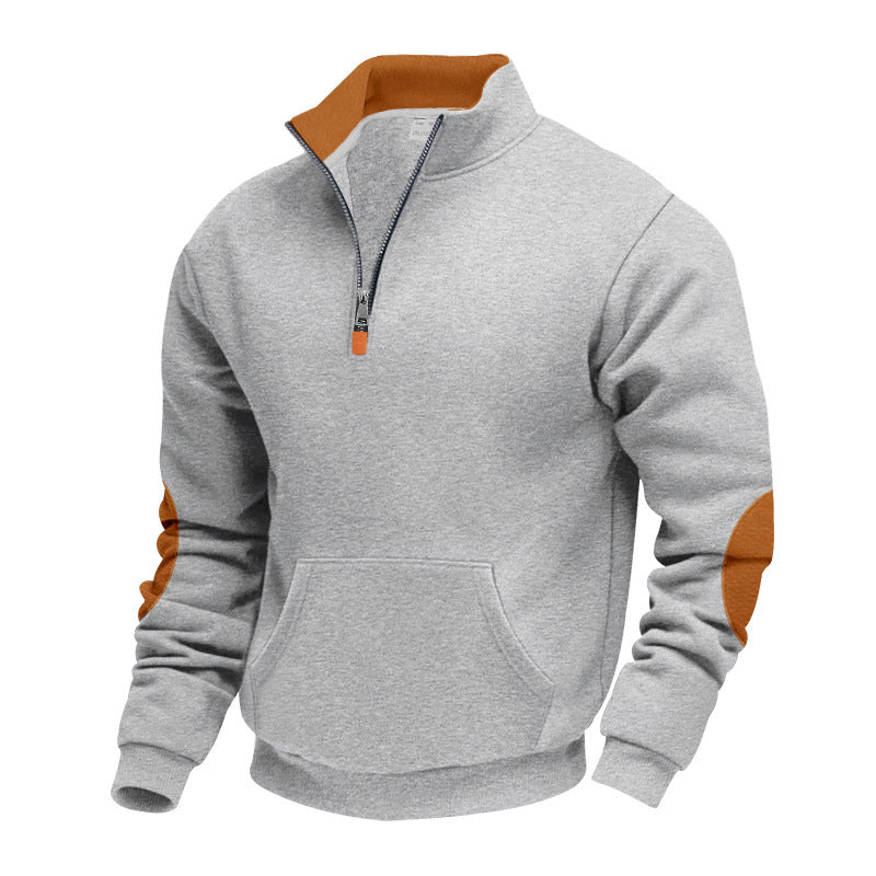 Herren Hochwertiger Stehkragenpullover aus atmungsaktivem Material mit Reißverschluss und Kontrastakzenten Krohn-e
