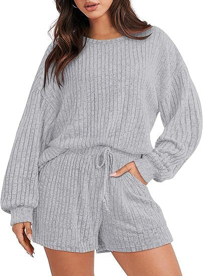 Damen gemütlicher Fleece Lounge-Anzug mit weiten Ärmeln und elastischem Bund Krohn-e