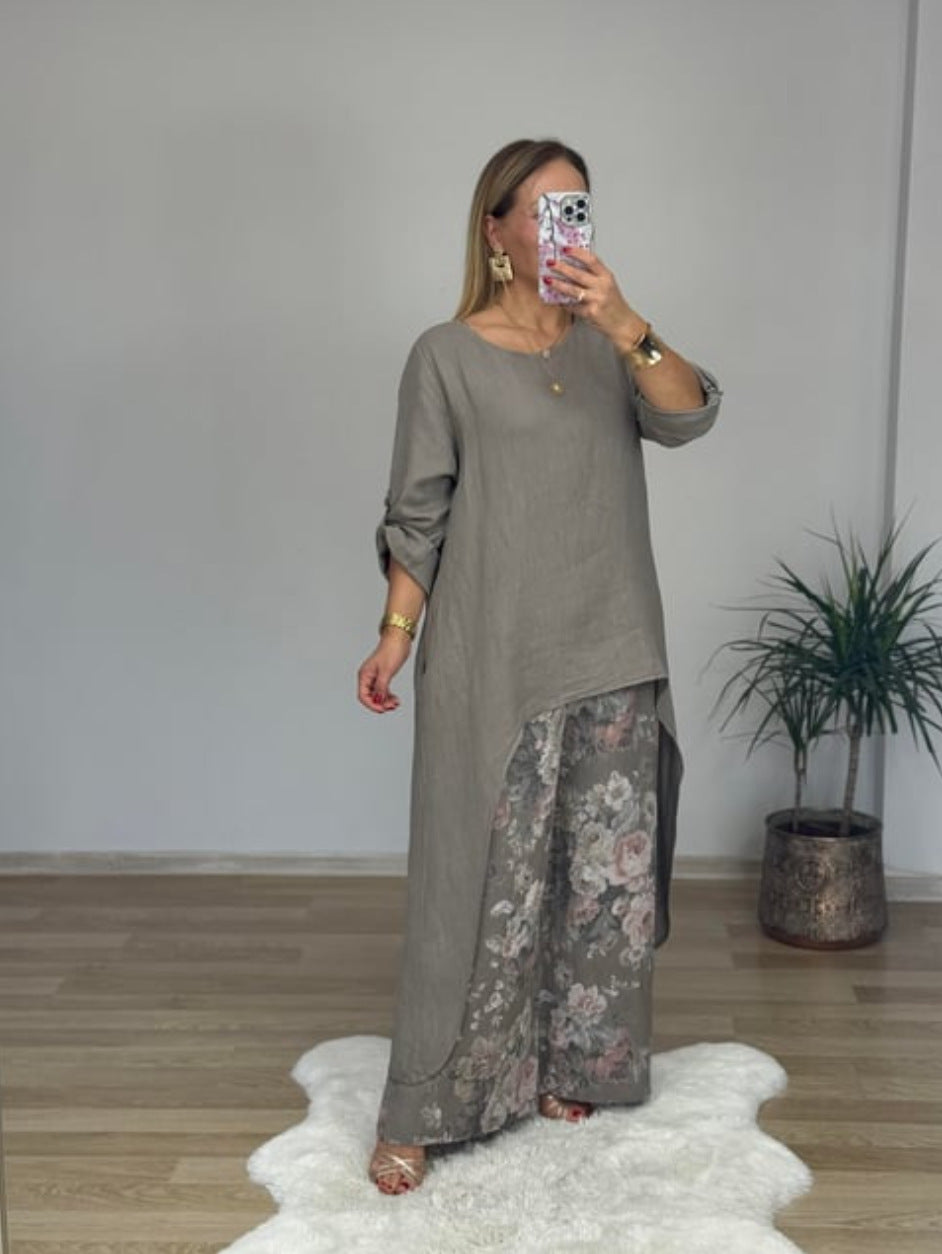 Damen Relaxed Fit Leinen Tunika Top Krohn-e