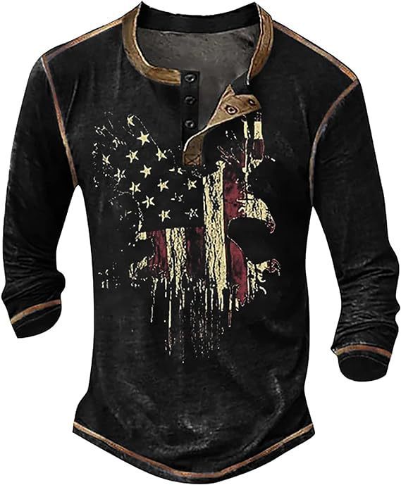 Herren Langarmshirt mit künstlerischem Grafikdruck und praktischem Knopfverschluss Krohn-e