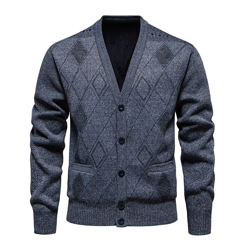 Herren stilvolle Strickjacke mit Rautenmuster Krohn-e