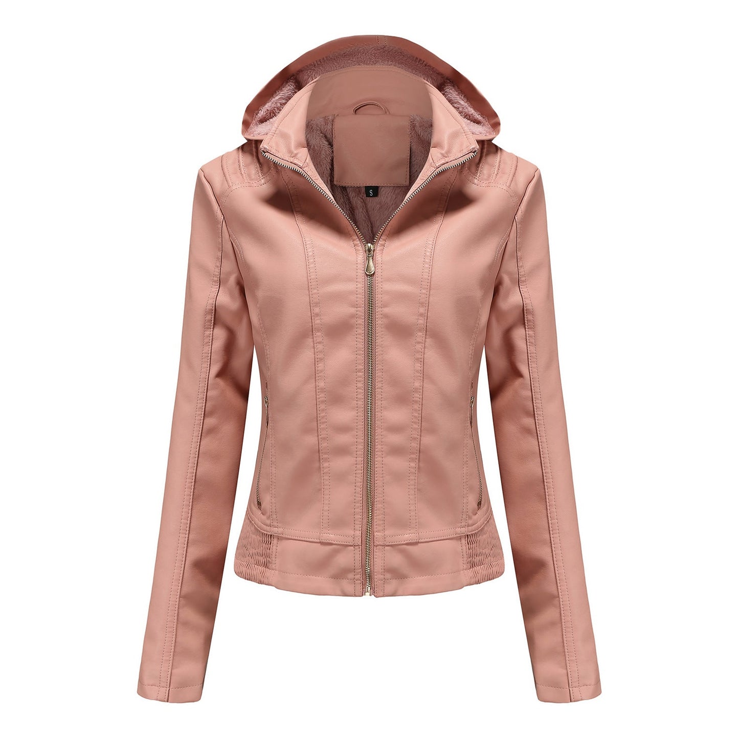 Damen stilvolle Kunstlederjacke mit hochabschließendem Kragen und elastischen Bündchen Krohn-e