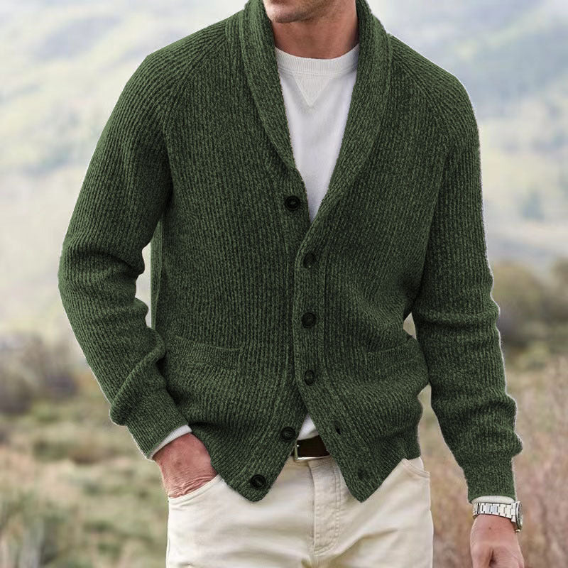 Herren Strickjacke mit trendigem Grobstrickmuster und praktischen Taschen Krohn-e