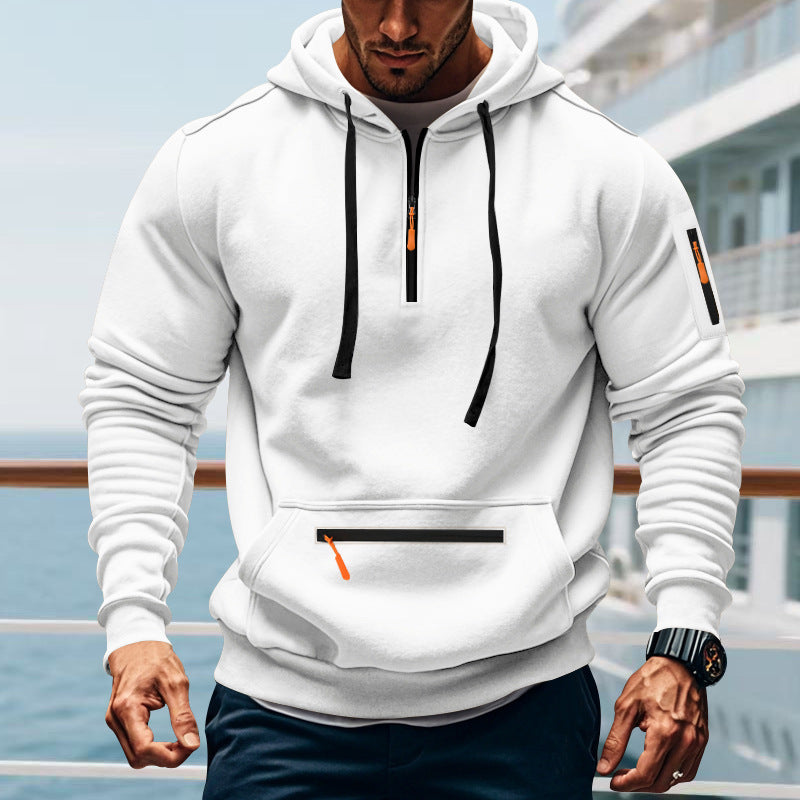 Herren sportlicher Kapuzenpullover mit praktischem Zwei-Wege-Reißverschluss und seitlichen Taschen Krohn-e