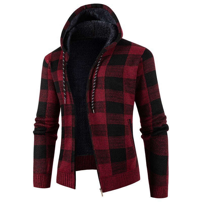 Herren gemütliche Kapuzenjacke mit kariertem Design Krohn-e