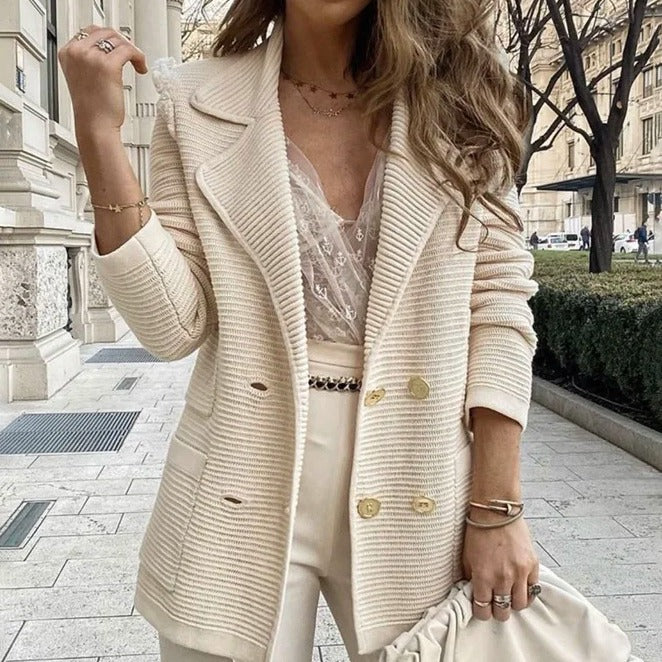 Damen geschneiderte Strickjacke mit doppelter Knopfleiste Krohn-e