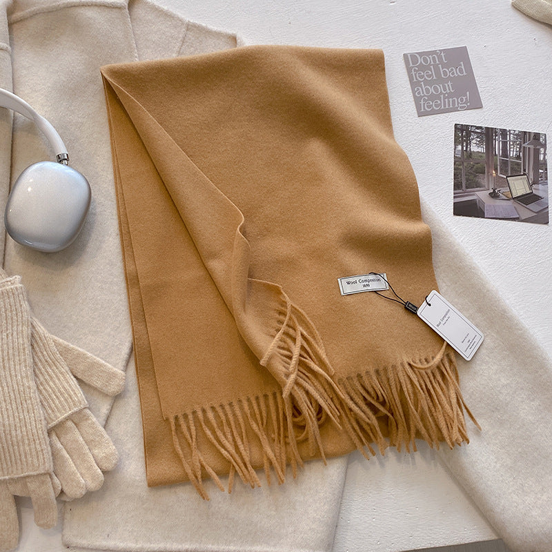 KROHN-E Damen Schal Quasten Weich Vielseitig Uni Elegant