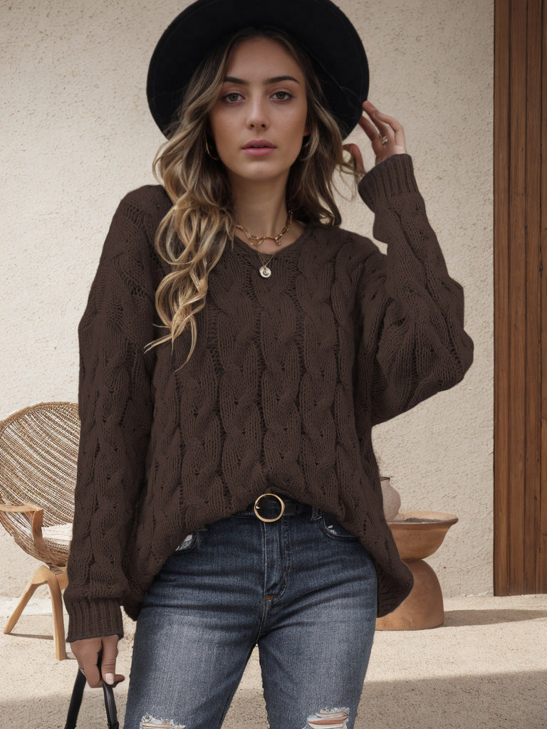 Damen Grobstrickpullover mit modernem Zopfdesign und weitem Schnitt Krohn-e