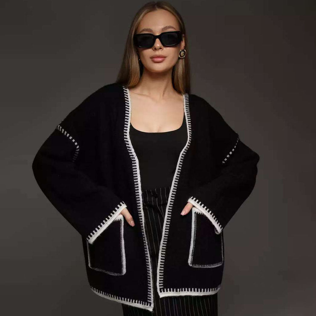 Damen Komfortabler Strick-Cardigan mit praktischen Taschen und Taillengürtel Krohn-e