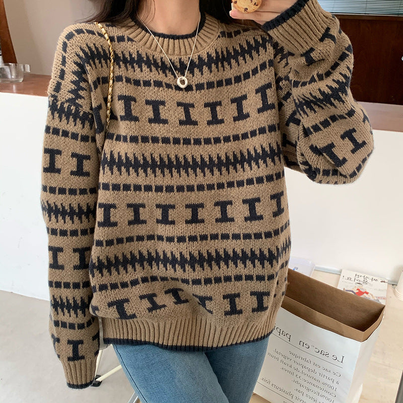 Damen Strickpullover mit modernem geometrischem Muster Krohn-e