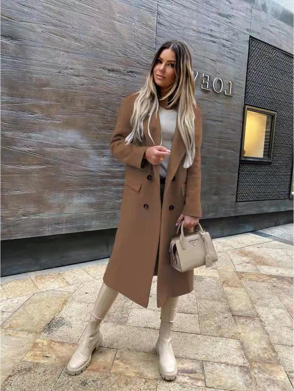 Damen Eleganter und zeitloser Wool Coat mit Doppelreiher Krohn-e
